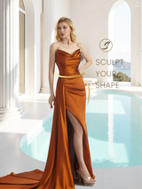 Unique Sweetheart Side Slit Soft Satin Long Mermaid Bridesmaid Dresses In Stock