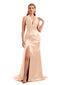 Sexy Halter V Neck Comfortable Satin Gown