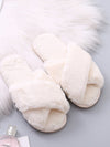 Women's Cross Band Fuzzy Slippers Plush Furry House Slippers Bridesmaid Slippers
