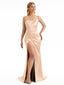Boho Elegance Floor-Length Satin Dress with Side Slit