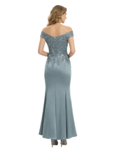 Elegant Off Shoulder Lace Satin Mermaid Mother of the Bride Dress