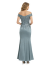 Elegant Off Shoulder Lace Satin Mermaid Mother of the Bride Dress