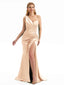 Glossy One Shoulder Satin Bridesmaid Dress with Side Split