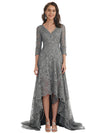 Elegant V-neck Half Sleeves High Low Lace Mother of the Brides Dresses
