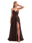 Winter A-Line Formal Satin Long Bridesmaid Dresses