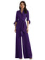 Elegant Chiffon V-neck Half Sleeves Long Mother of The Bride Pantsuits