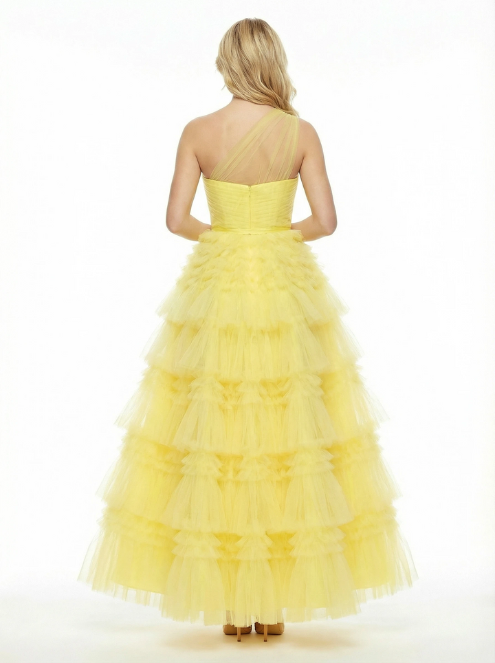 ChicSew Elegant Tulle Lace Ruffles Off The Shoulder Ball Gown Prom Dress
