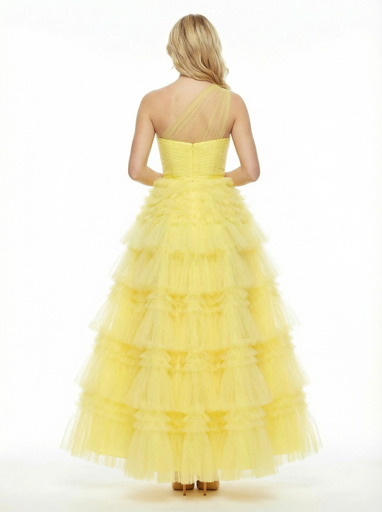ChicSew Elegant Tulle Lace Ruffles Off The Shoulder Ball Gown Prom Dress