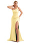 One Shoulder Satin Summer Formal Bridesmaid Dresses