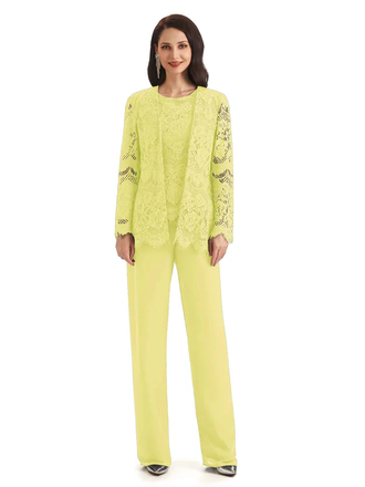 Elegant Jewel Lace Sleeveless Pant Suit Mother Of The Bride With Jacket In Stock