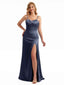 Simple Side Slit Fall Satin Mermaid Bridesmaid Dresses