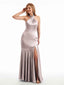 Boho Halter Neck Ruffles Satin Long Bridesmaid Dresses