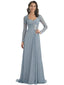 Elegant A-line Sweetheart Chiffon Long Sleeves Mother of the Brides Dresses
