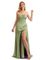 Spring Simple Sweetheart Satin Long Bridesmaid Dresses