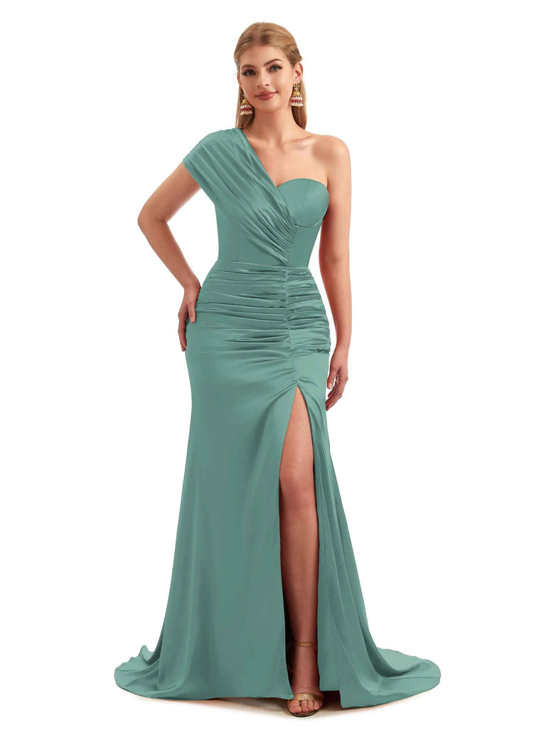 Eucalyptus Satin Mermaid Maid of Honor Dress