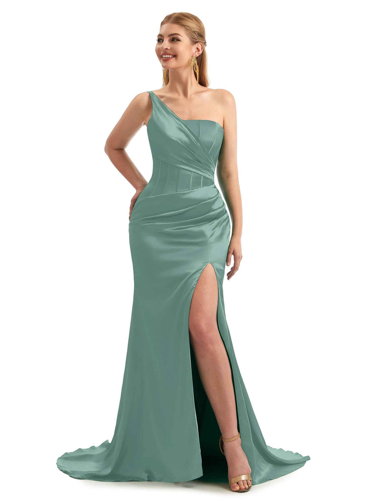 Eucalyptus Satin Boho Maid of Honor Dress