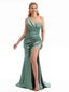 Eucalyptus Satin One Shoulder Silky Bridesmaid Dress