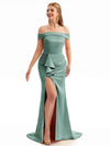 Eucalyptus Satin Side Split Bridesmaid Dress