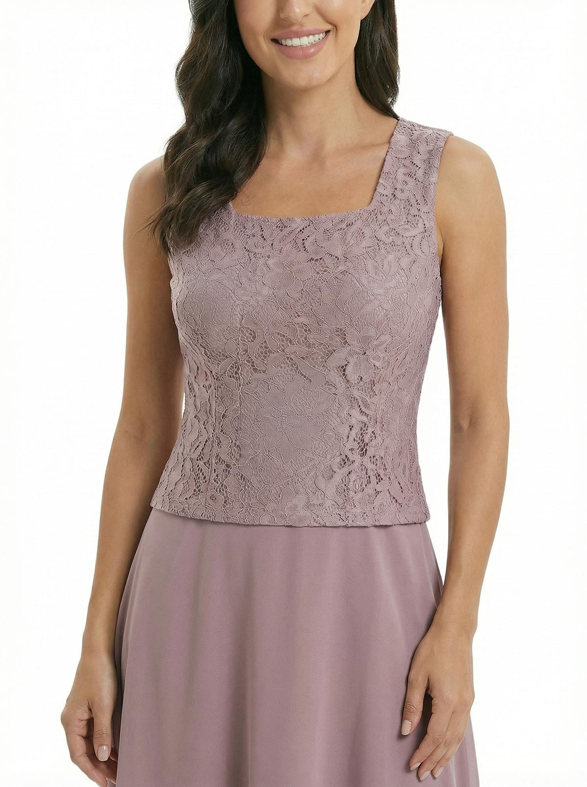 Chicsew Square Lace Chiffon Mother Of The Bride Maxi Gown 3/4 Sleeves Jacket Formal Mother Of The Bride Gowns