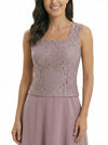 Chicsew Square Lace Chiffon Mother Of The Bride Maxi Gown 3/4 Sleeves Jacket Formal Mother Of The Bride Gowns
