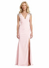 Elegant Cap Sleeves V-Neck Crepe Mermaid Long Mother of the Brides Dresses