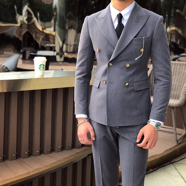 Pink Casual Men's Suit Slim Fit Double Breasted 2 Piece Business Tuxedos CN483