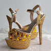 Women's Wedding Shoes Fish-Mouth Thin-heeled Rhinestone Wedding Shoes, Bridal Shoes Full-Diamond Shoes