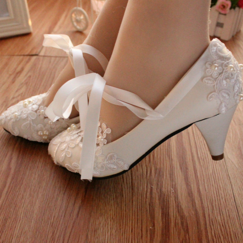 Strappy White Flat Wedding Shoes Evening Shoes