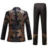 Men's 2-Piece Slim Fit Sequin Golden Leaves Embroidery Tuxedo CN415