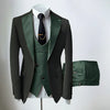 Hunt Green Mens' formal Suits Slim Fit Notch Lapel suit 3 Pieces Suit CN488