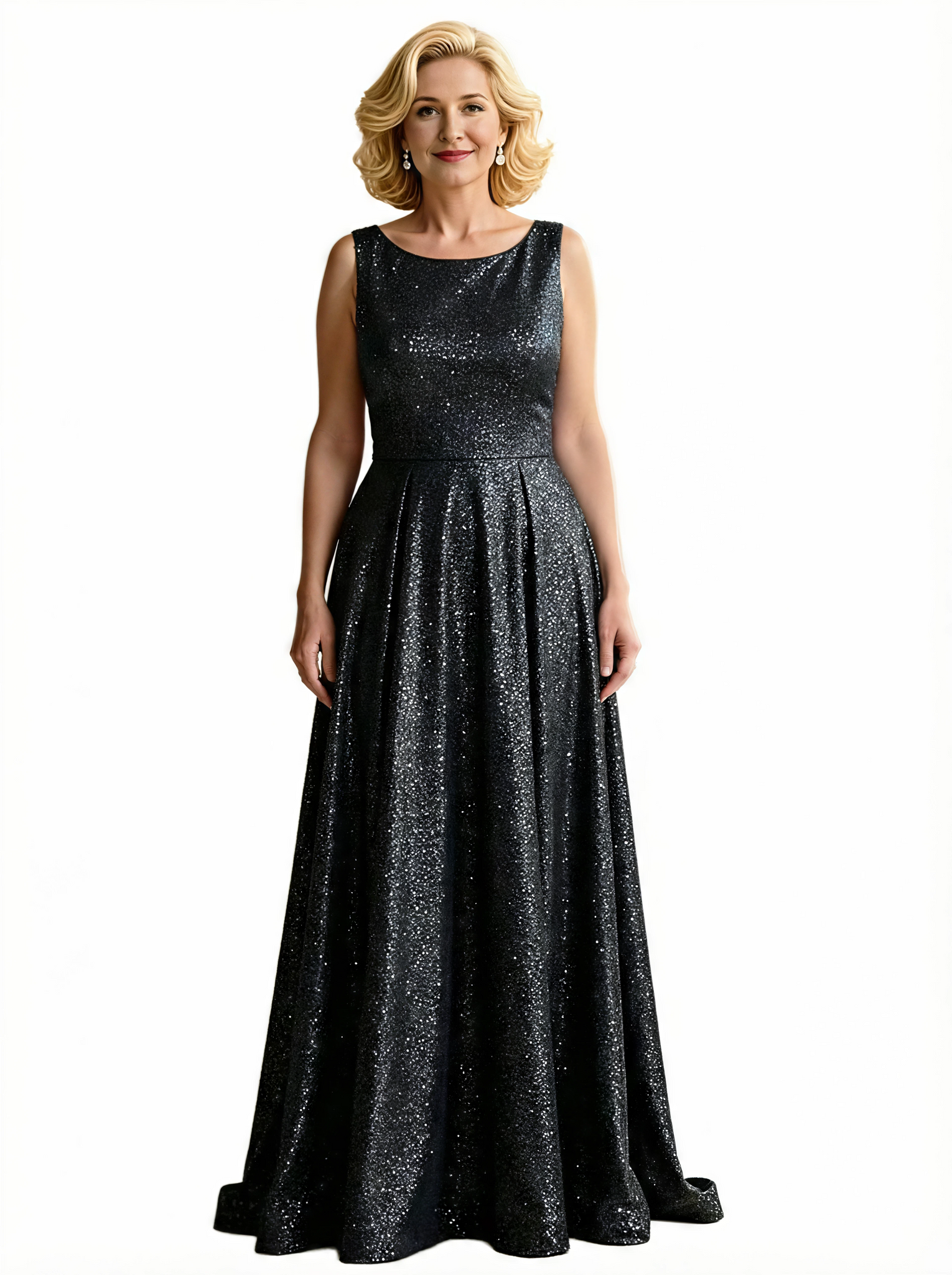 Glitter Jersey Scoop Sleeveless A-line Floor Length Mother of the Brides Dresses