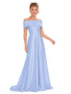 ChicSew Elegant Off Shoulder Ruching A-Line Floor-Length Satin Bridesmaid Dresses