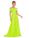 ChicSew Elegant Off Shoulder Ruching A-Line Floor-Length Satin Bridesmaid Dresses
