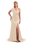 Elegant Mermaid Neutral Satin Bridesmaid Dress Long