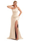 Formal One-Shoulder Satin Bridesmaid Gown