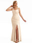 Satin Mermaid Straps Neutral Bridesmaid Dress