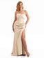 Strapless Stretchy Satin Bridesmaid Dress Neutral