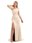 Stretch Sleek Satin Neutral Mermaid Bridesmaid Dress