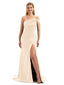 Long One Shoulder Mermaid Neutral Satin Dress for Bridesmaids