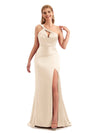 Classic One-Shoulder Neutral Satin Bridesmaid Gown