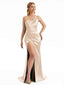 Boho Elegance Floor-Length Satin Dress with Side Slit