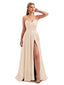 A-Line Satin Long Neutral Bridesmaid Dress