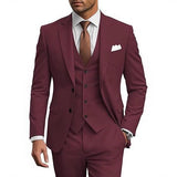 Classic 3 Piece Men's Suit with Regular Fit and Sophisticated Peak Lapel