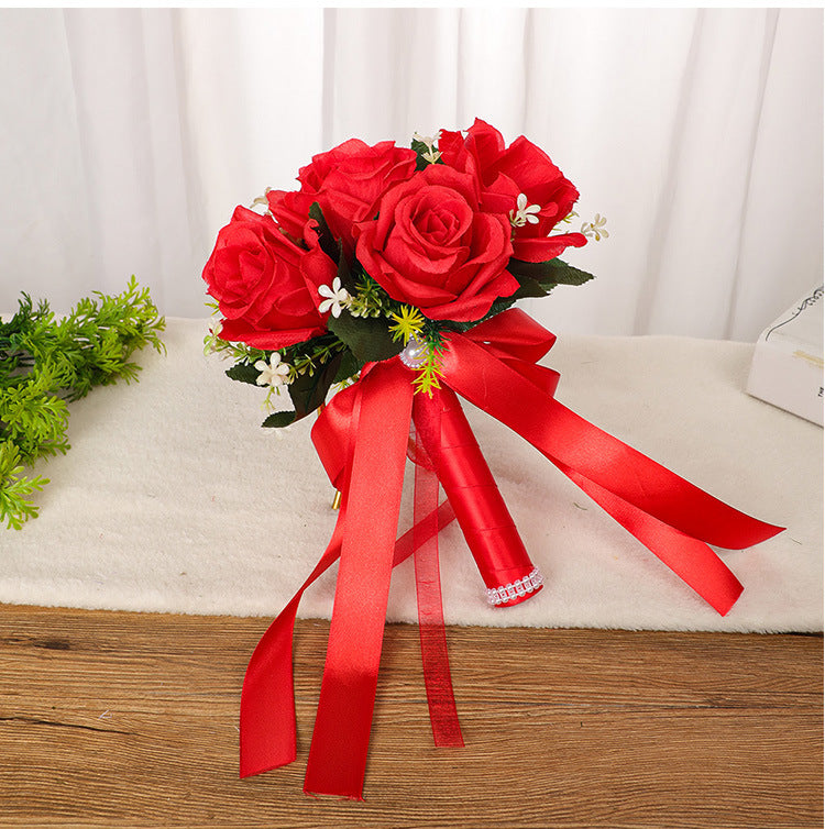 Wedding Flower For The Groom And Bride, Simulated Rose Wedding Bouquet, WF26
