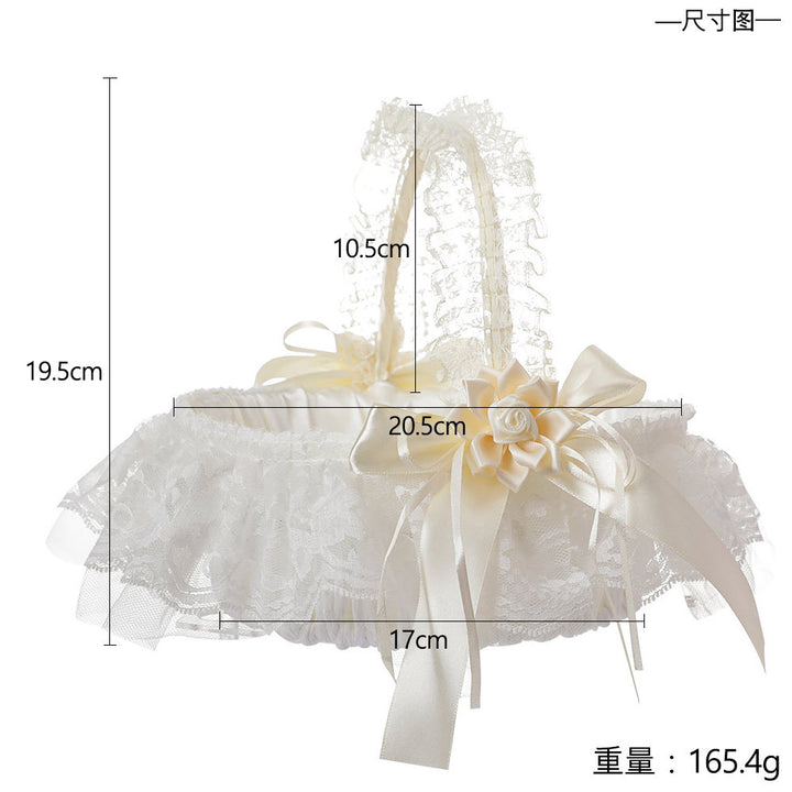 Lace Bow Decorated Portable Flower Basket, HL-5725
