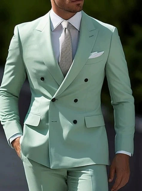 Sage Casual Men's 2 Pieces Mens Suit Regular Fit Notch Lapel Tuxedos (Blazer+Pants)