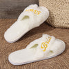 Women's Cross Band Fuzzy Slippers Plush Furry House Slippers Bridesmaid Slippers CN386