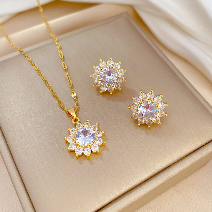 Flash Diamond Tassel Luxury Dress Accessories Dinner Clavicle Necklace Earring CN351