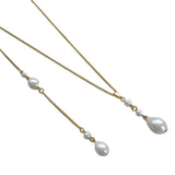 Bridal Wedding Pearl Necklace With Tassel Back Chain