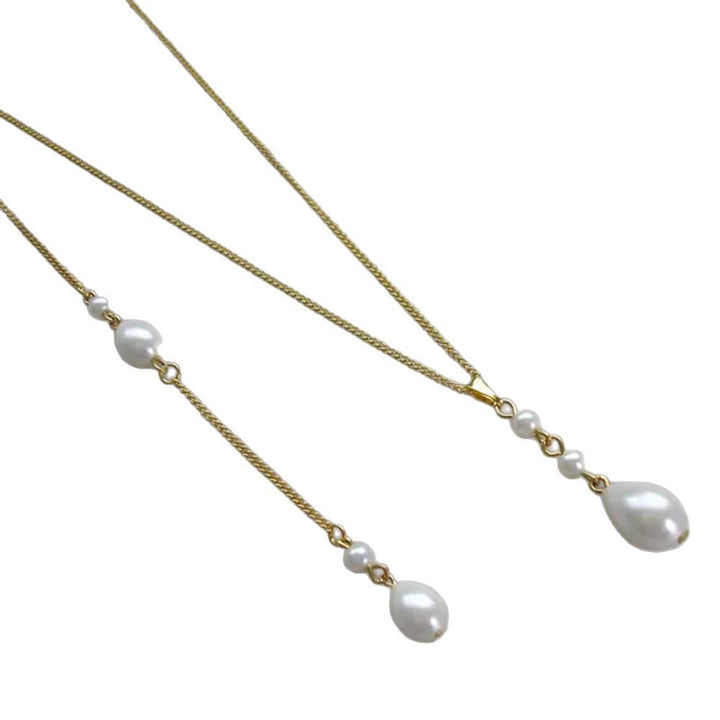 Bridal Wedding Pearl Necklace With Tassel Back Chain